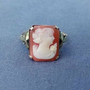 Antique 10k Yellow Gold Shell Cameo Estate Ring